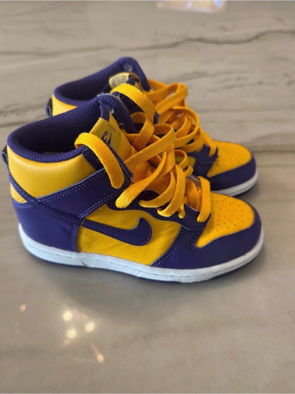 Nike Kids High-Top Sneakers in Purple and Yellow